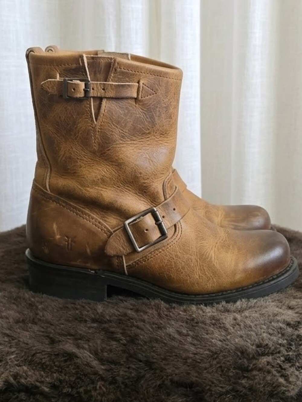 Frye Tan Brown Leather Engineer Boots - Picture 3 of 6